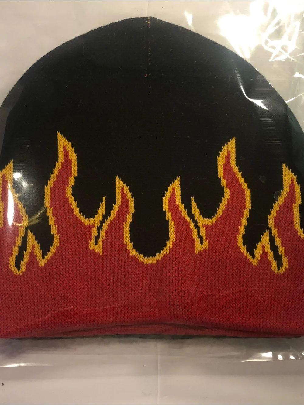 Y2K Gothic Flame Knit Beanie Skater Streetwear Grunge Punk new, in package